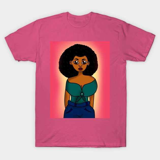 Black girl magic digital art T-Shirt by Spinkly Creations 